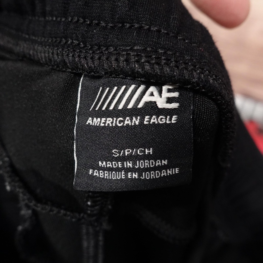 American Eagle Outfitters Sweatpants Mens S Black Fleece Jogger Zip Pocket - Picture 9 of 11